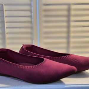 Women’s Ballet Flats in Deep Magenta - Comfortable Knit Slip-On